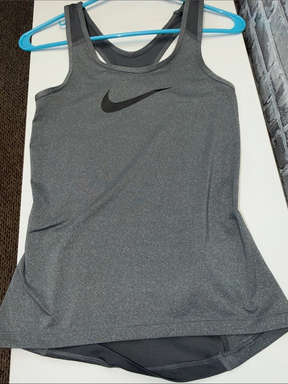 Nike‎ Pro Gray Performance Tank Top with Black Swoosh